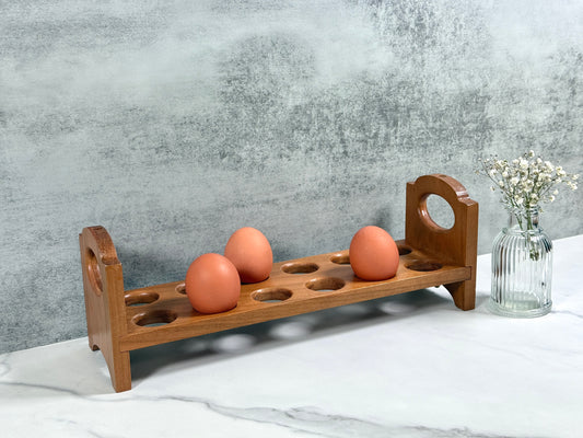 Handmade Cherry Wood Egg Holder – Stackable Countertop & Fridge Storage for 12 Eggs