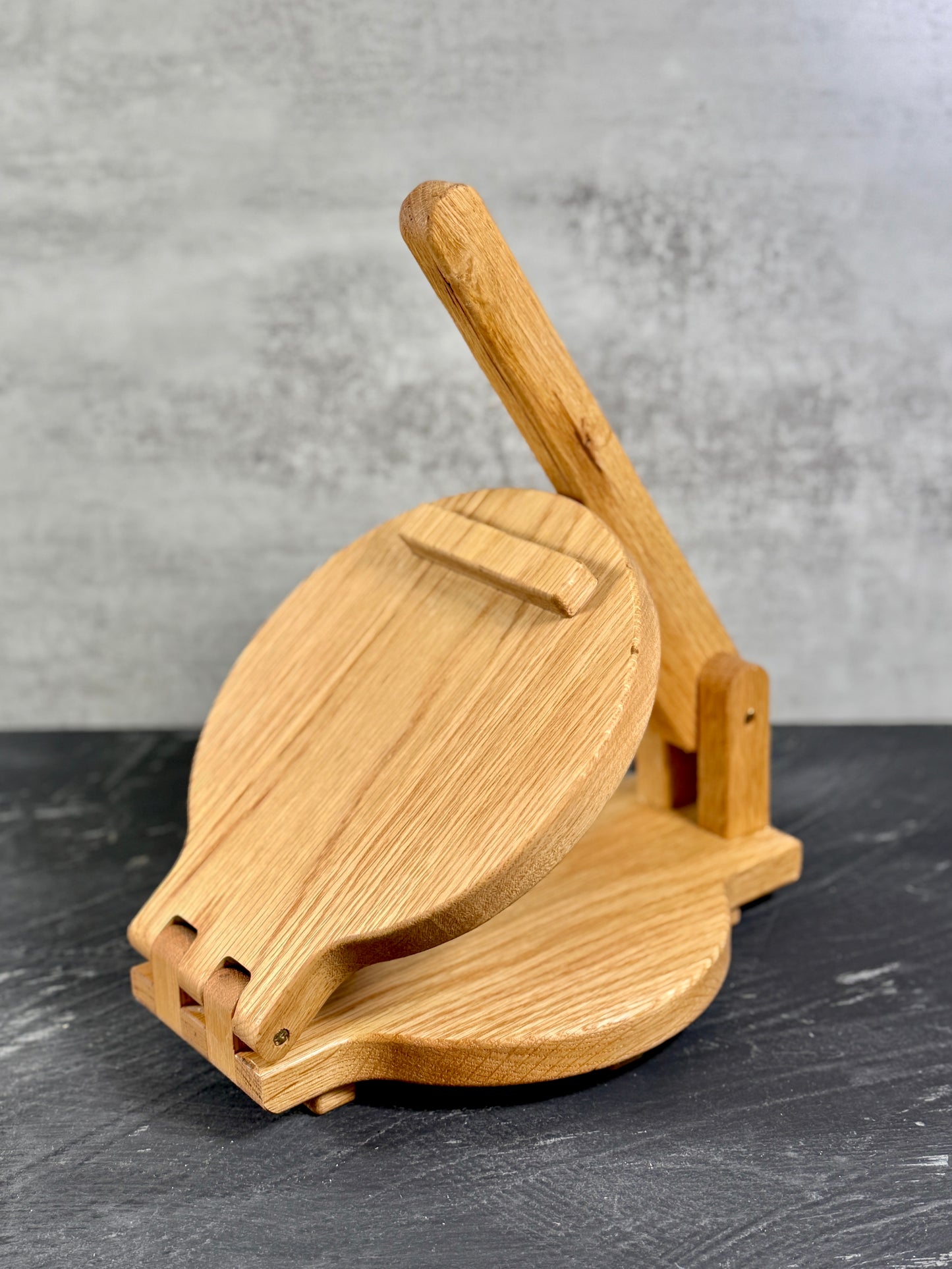 Handmade White Oak Tortilla Press – 8" Tortilla Maker with Brass Hinges