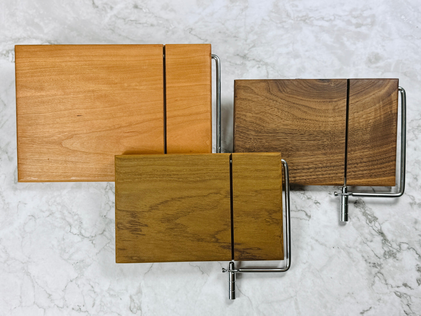 Handmade Wooden Cheese Slicer – Stainless Steel Wire Cutter – Available in Walnut, Persimmon & Cherry