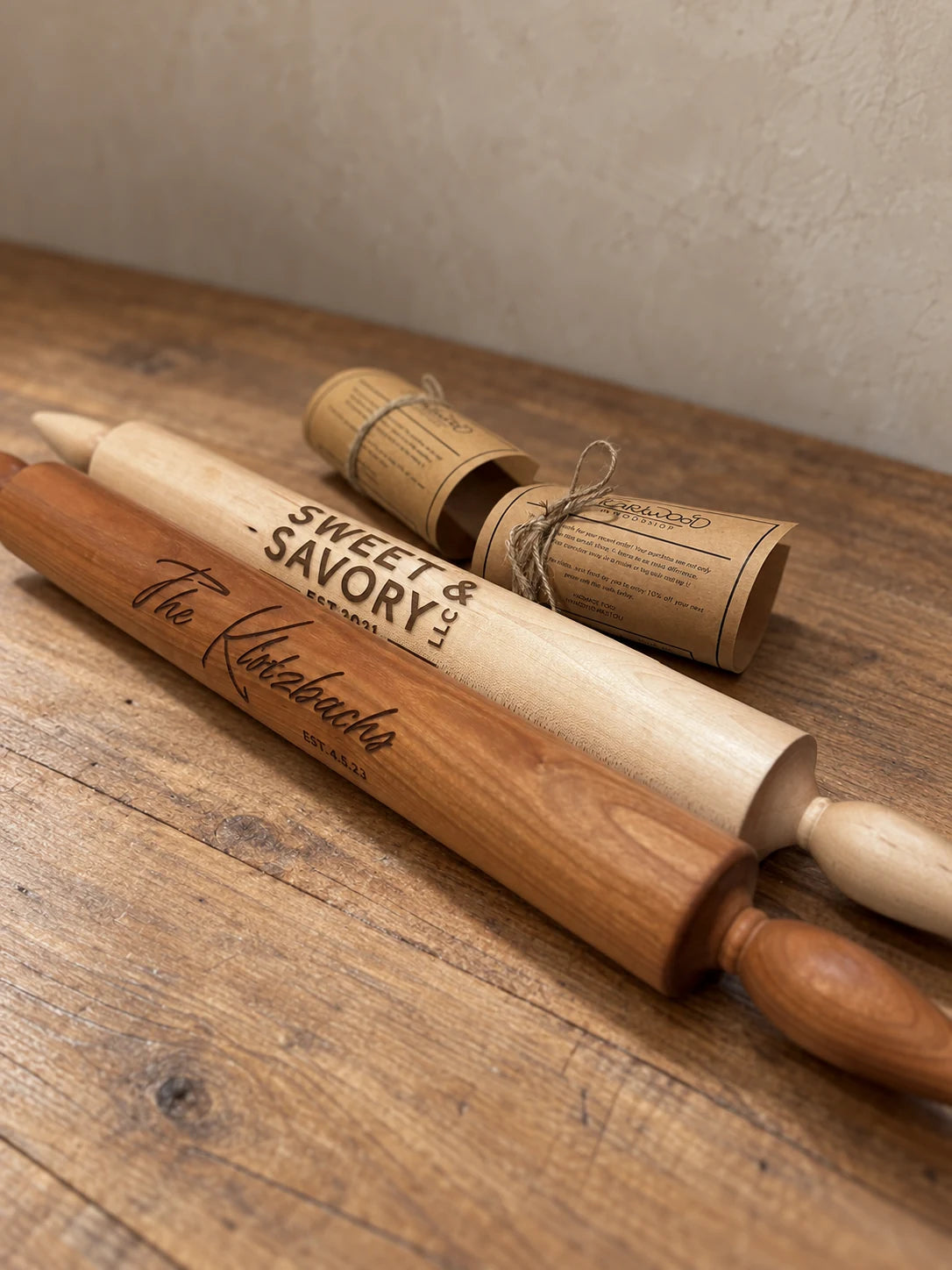 Handcrafted wooden rolling pins