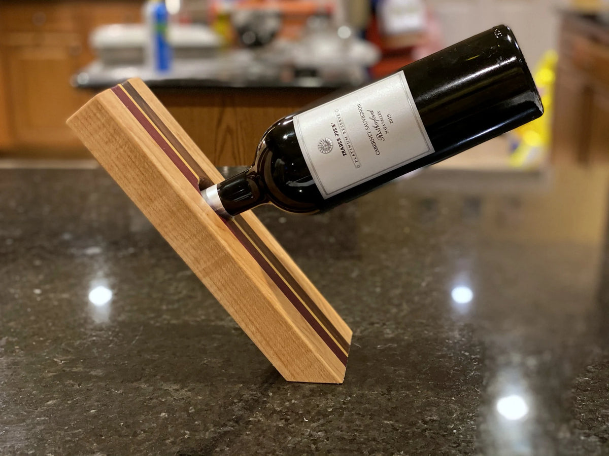Handcrafted wooden wine holder