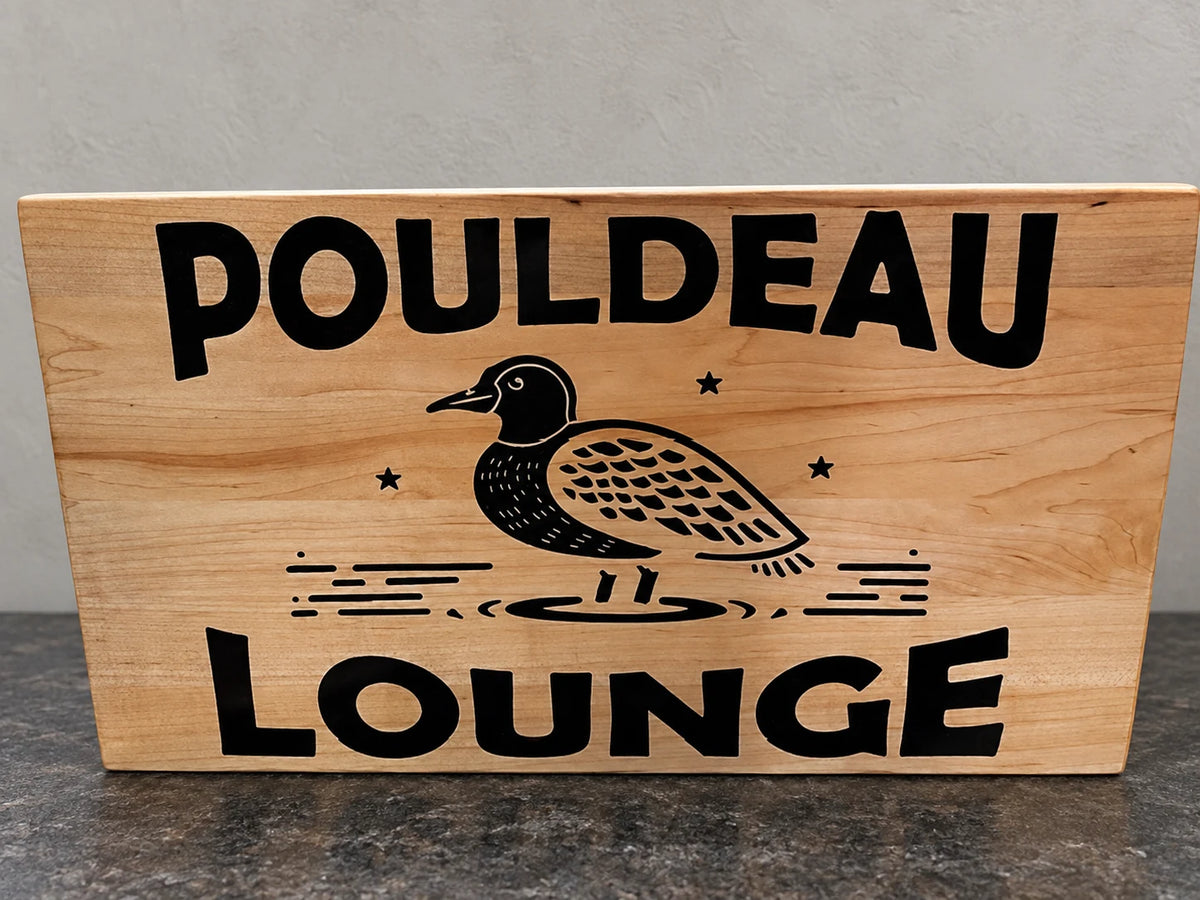 Engraved wooden sign