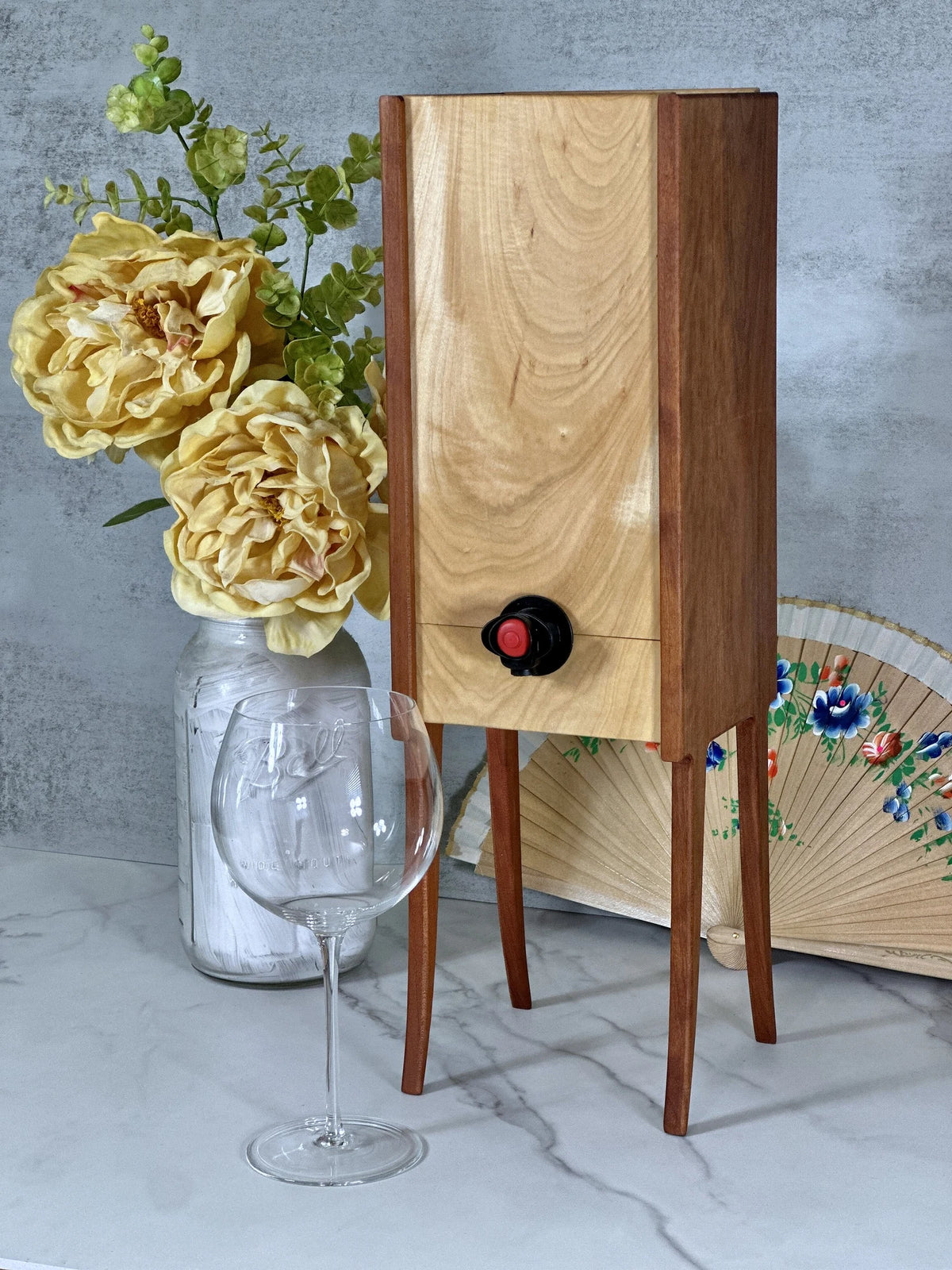 Handcrafted wooden bottle dispenser