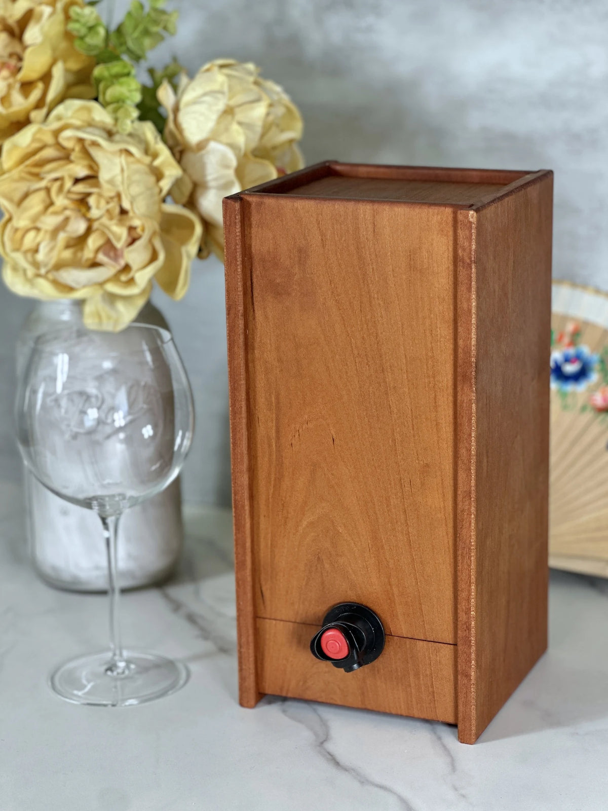 Handcrafted wooden bottle dispenser