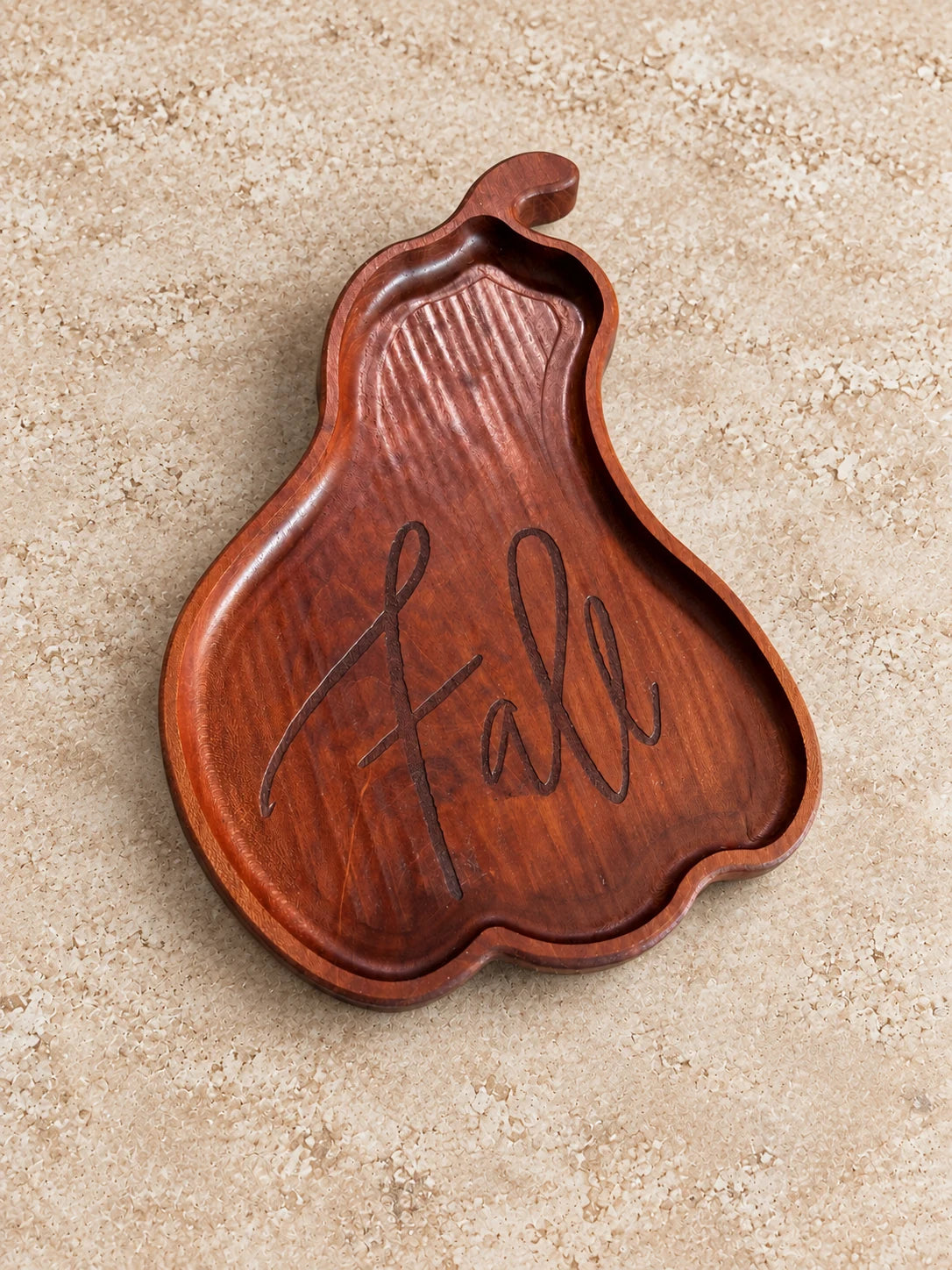 Handcrafted pumpkin-shaped wooden tray