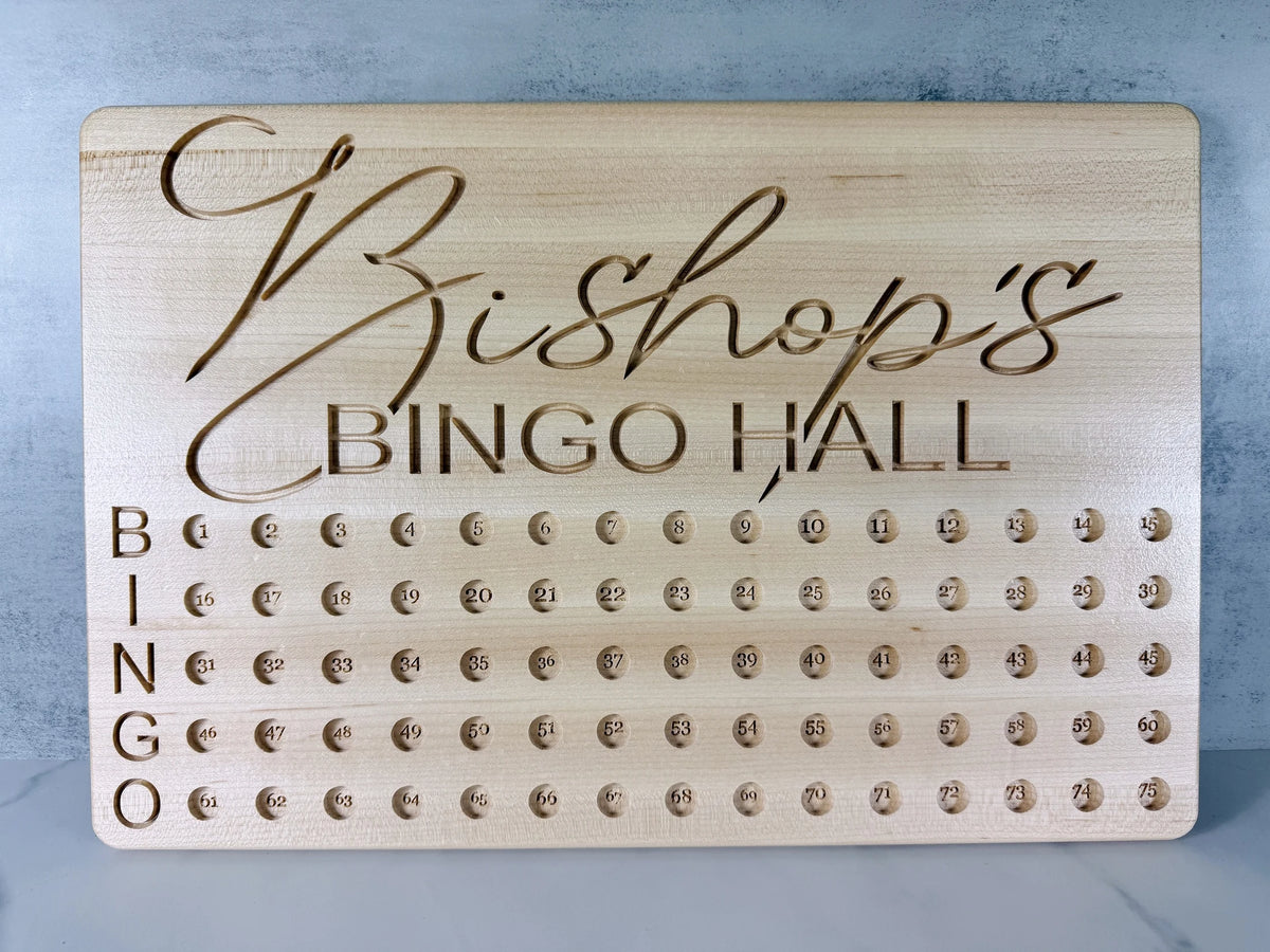 Handcrafted wooden bingo board