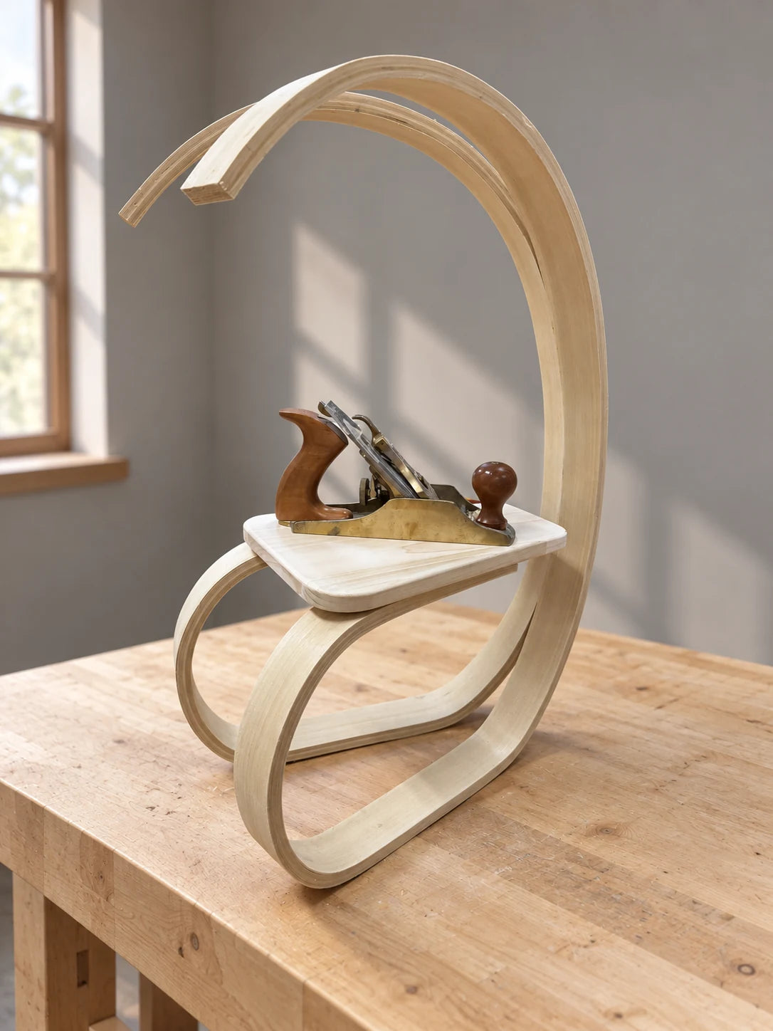 Handcrafted sculptural wooden chair