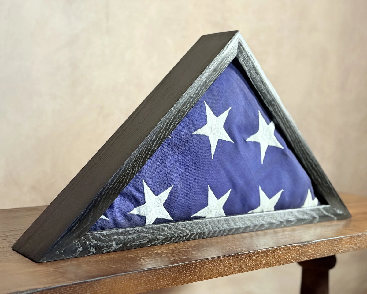 Handcrafted wooden flag display case