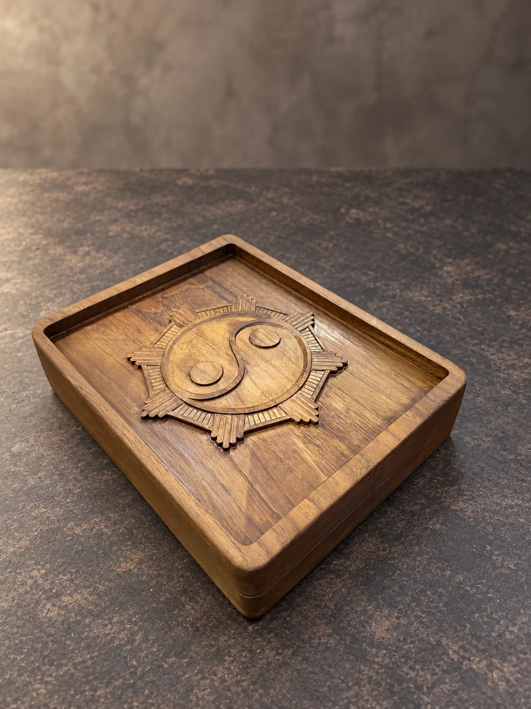 Hand-carved wooden owl tray