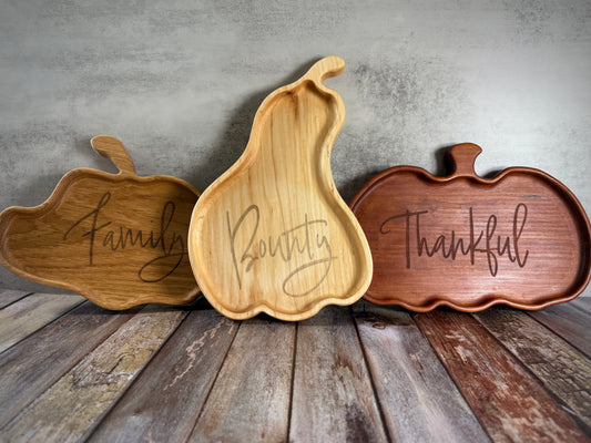 Thanksgiving Serving Dish Charcuterie | Engraved Long Squash Tray | Squash and Pumpkin Serving Platter