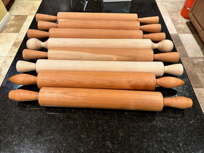 Detail of the handmade hardwood rolling pin