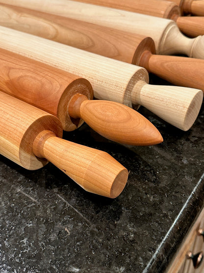Alternate angle of the handcrafted rolling pin