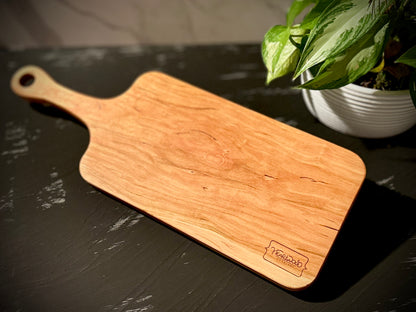 Deviled egg tray showing the handcrafted cherry wood grain