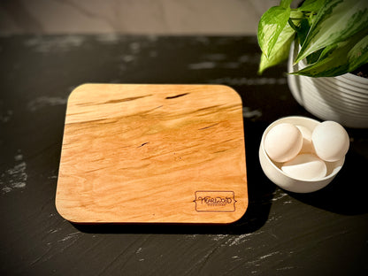 Handmade deviled egg tray showing its reversible design