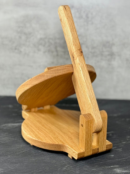 White oak tortilla press handcrafted by Heartwood Woodshop