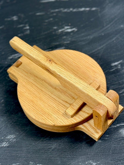Alternate angle of the white oak tortilla press
