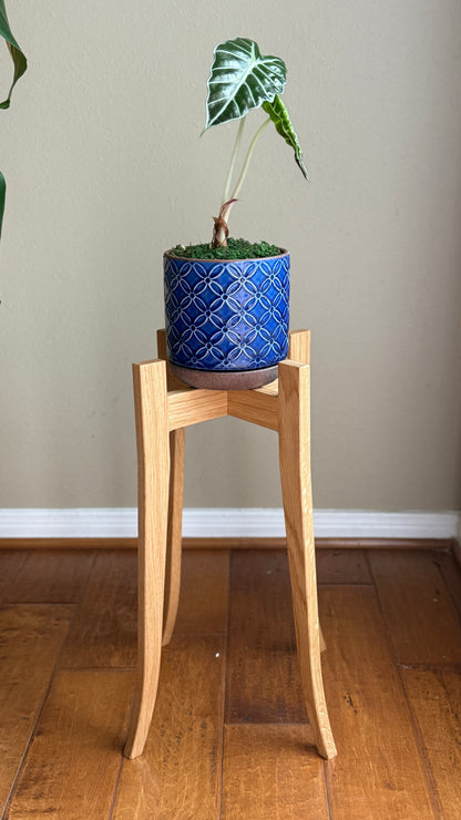 White oak plant stand handcrafted by Heartwood Woodshop