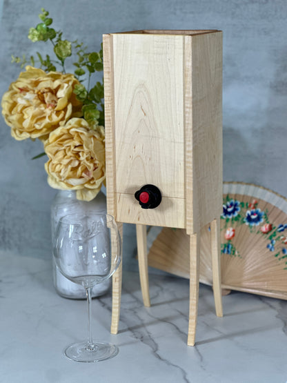 Alternate angle of the wooden wine dispenser