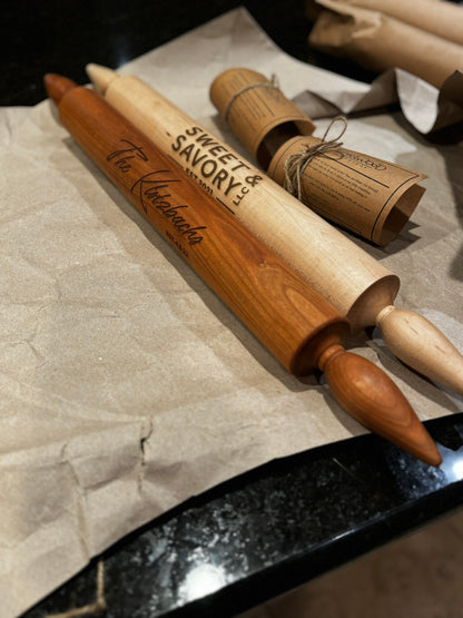 Additional view of the handmade hardwood rolling pin